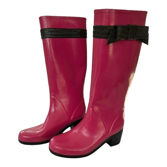 Kate Spade Randi Too Tall Pink and Black Rain
Boots with Bows Women’s Size 9 EC - Picture 2 of 13